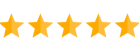 Five gold stars in a row representing a five-star rating or excellent customer review.