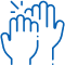 Two hands gesturing upward with sparkles, representing care, support, or excellence in orthodontic services.