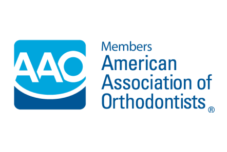 AAO American Association of Orthodontists logo with smile icon and member text