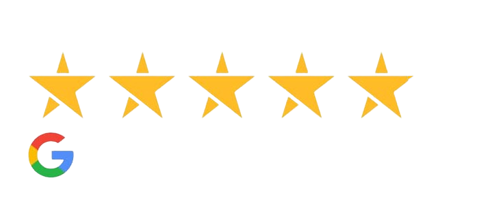 Five gold stars with Google logo, indicating a five-star review rating for Parker Orthodontics.