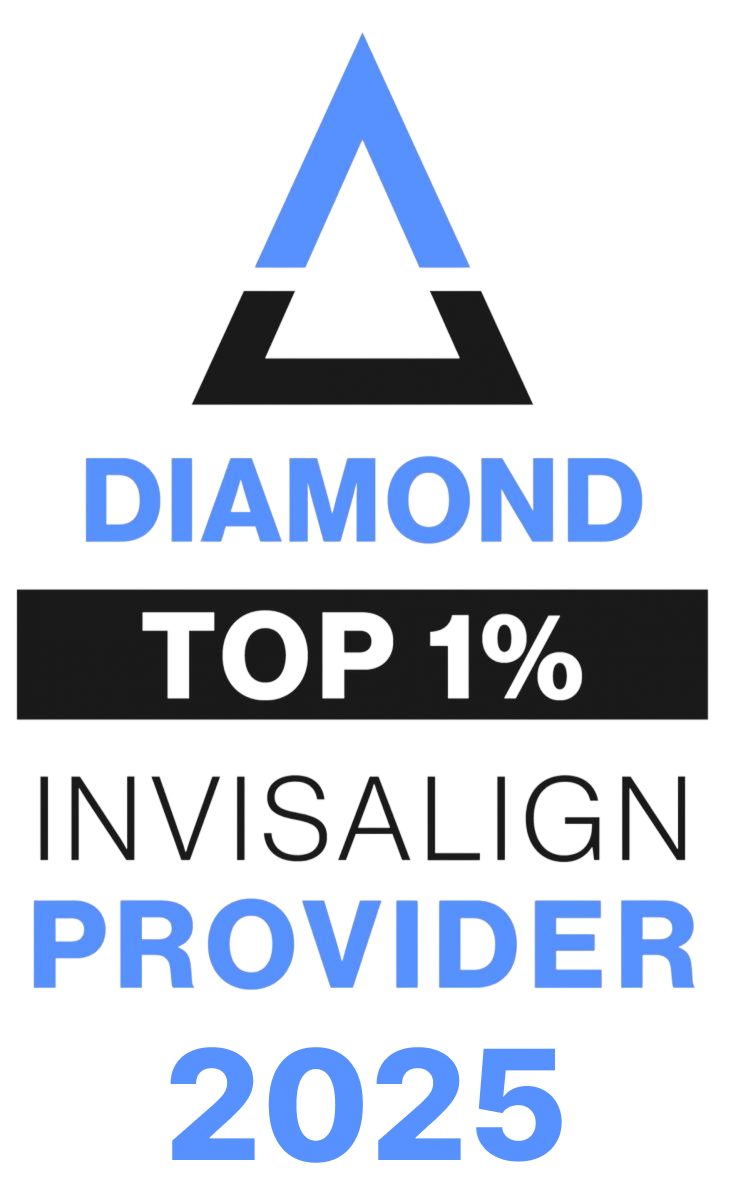 Diamond Top 1% Invisalign Provider 2025 certification badge for Parker Orthodontics